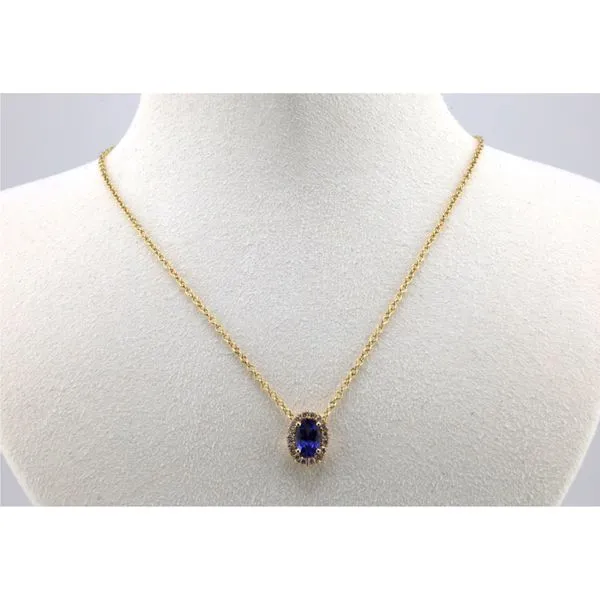 14K Yellow Gold Tanzanite Oval Pendant with Diamond Halo Puckett's Fine Jewelry Benton, KY