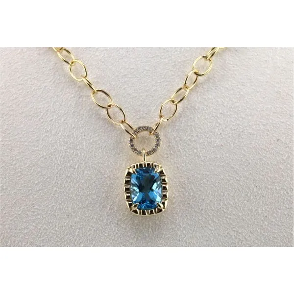 14K Yellow Gold Blue Topaz Pendant with Diamond Circle Top Image 2 Puckett's Fine Jewelry Benton, KY