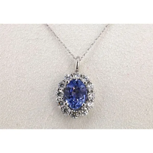 14K White Gold Sapphire and Diamond Pendant Image 2 Puckett's Fine Jewelry Benton, KY