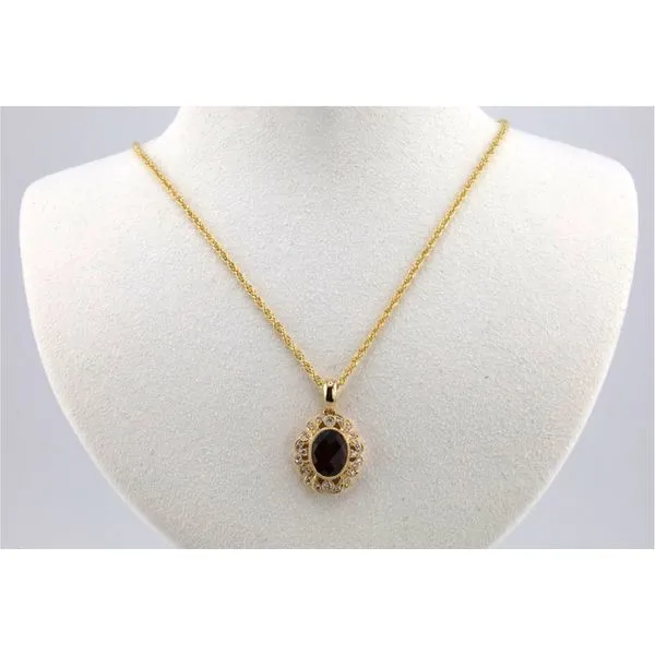 14K Yellow Gold Garnet and Diamond Pendant Puckett's Fine Jewelry Benton, KY