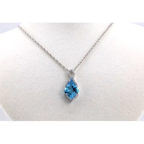 14K White Gold Kite-Shaped Blue Topaz and Diamond Pendant Puckett's Fine Jewelry Benton, KY