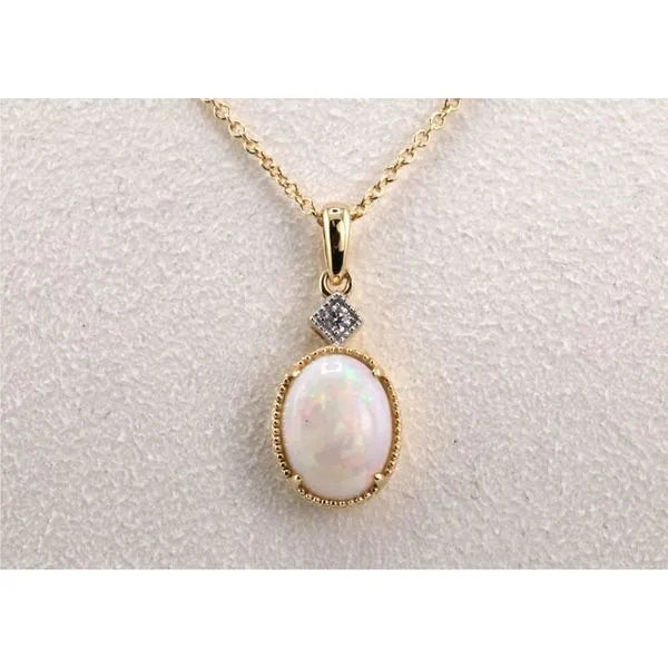 14K Yellow Gold Oval Opal Pendant Image 2 Puckett's Fine Jewelry Benton, KY