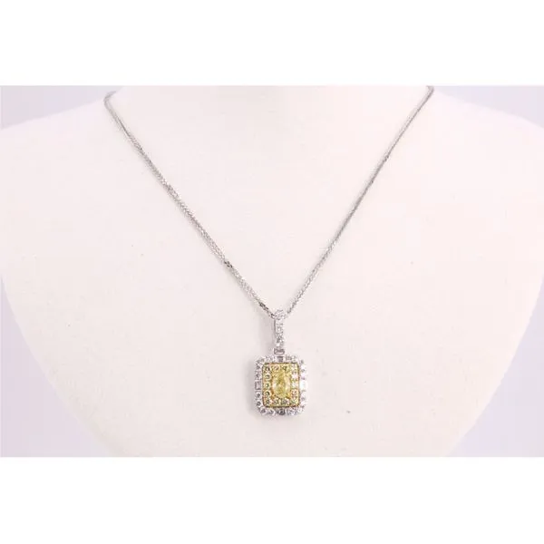 14K Two-Tone Gold Oval with Yellow and White Diamonds Pendant Puckett's Fine Jewelry Benton, KY