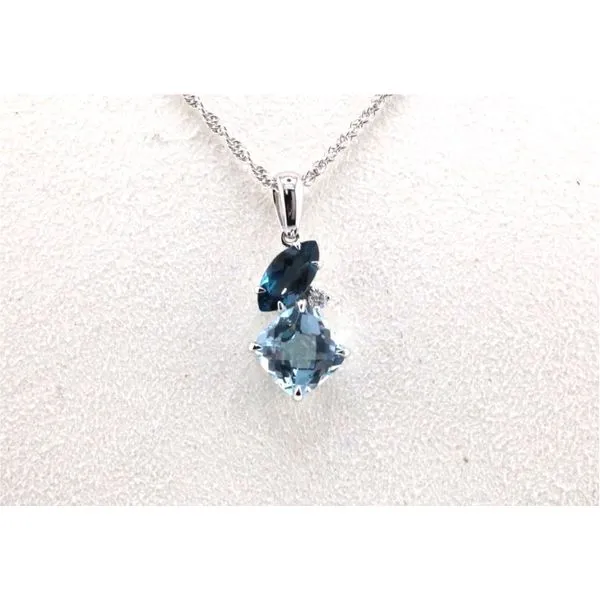 14K White Gold Pendant with London Blue Topaz and Sky Blue Topaz Image 2 Puckett's Fine Jewelry Benton, KY