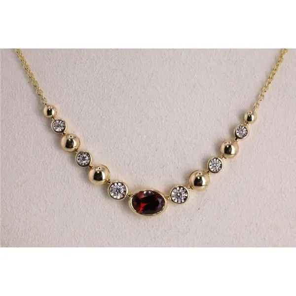 14K Yellow Gold Garnet & Diamond Necklace Image 2 Puckett's Fine Jewelry Benton, KY