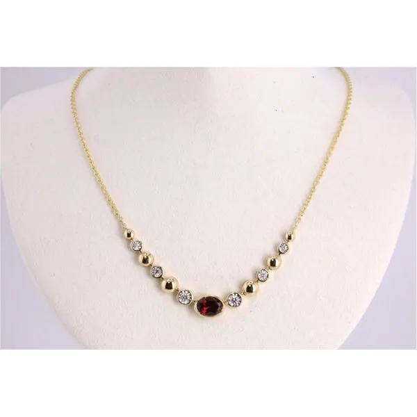 14K Yellow Gold Garnet & Diamond Necklace Puckett's Fine Jewelry Benton, KY