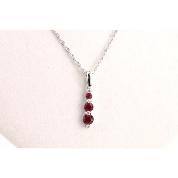 14K White Gold Ruby & Diamond Drop Pendant Image 2 Puckett's Fine Jewelry Benton, KY