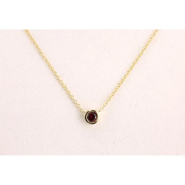 10K Yellow Gold Bezel-Set Created Ruby Pendant Image 2 Puckett's Fine Jewelry Benton, KY