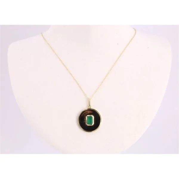 14K Yellow Gold Emerald Disc Pendant Puckett's Fine Jewelry Benton, KY