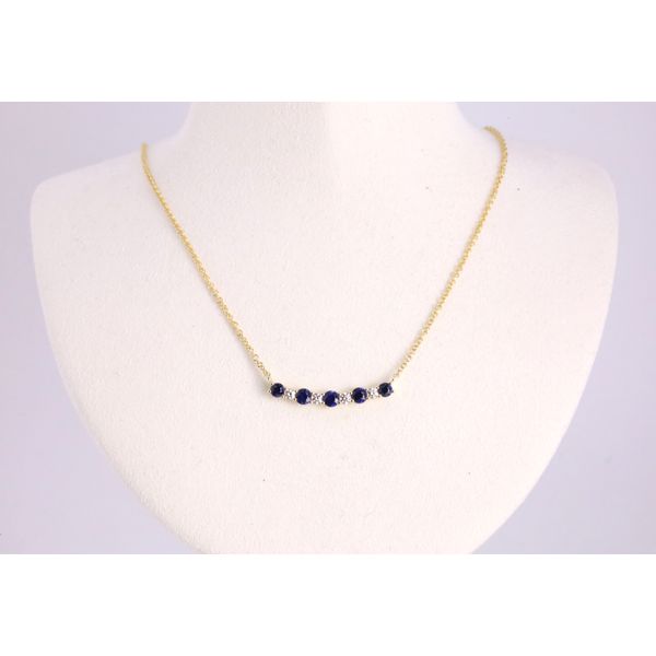 14K White Gold Sapphire & Diamond Curved Bar Pendant Puckett's Fine Jewelry Benton, KY