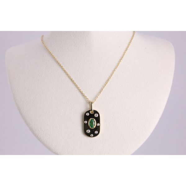 14K Yellow Gold Emerald & Diamond Medallion Pendant Puckett's Fine Jewelry Benton, KY
