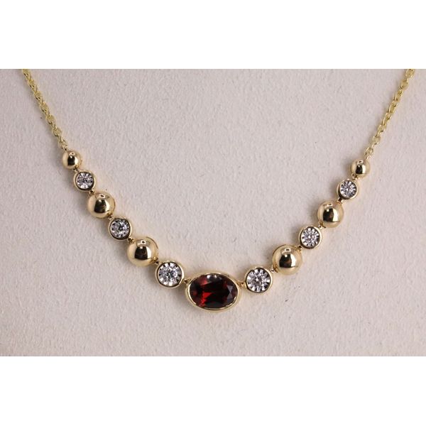 14K Yellow Gold Garnet & Diamond Necklace Image 2 Puckett's Fine Jewelry Benton, KY