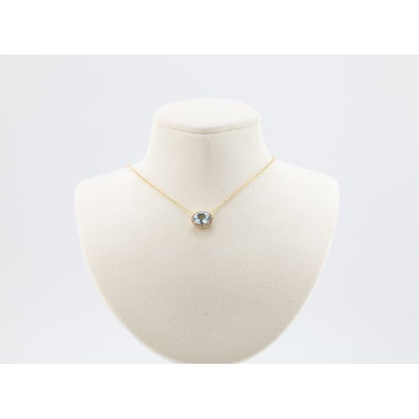 14K Gold Aquamarine & Diamond Halo Pendant Puckett's Fine Jewelry Benton, KY