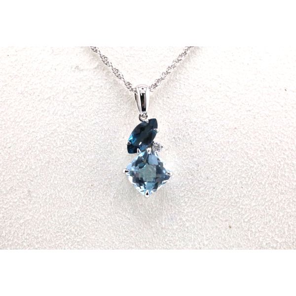 14K White Gold Pendant with London Blue Topaz and Sky Blue Topaz Image 2 Puckett's Fine Jewelry Benton, KY