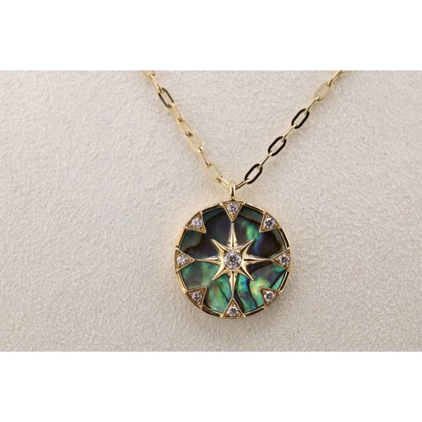 14K Yellow Gold Abalone & Natural Diamond Pendant – 3.59ct Abalone, 0.14ctw Diamonds Image 2 Puckett's Fine Jewelry Benton, KY