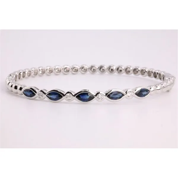 14K White Gold Sapphire & Diamond Bangle Bracelet Puckett's Fine Jewelry Benton, KY