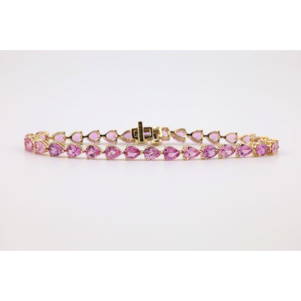 14K Yellow Gold Pink Sapphire Pear-Cut Tennis Bracelet Puckett's Fine Jewelry Benton, KY