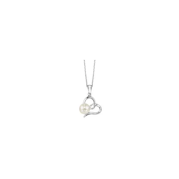 Sterling Silver Heart Pendant with Yangtze White Pearl Necklace Puckett's Fine Jewelry Benton, KY