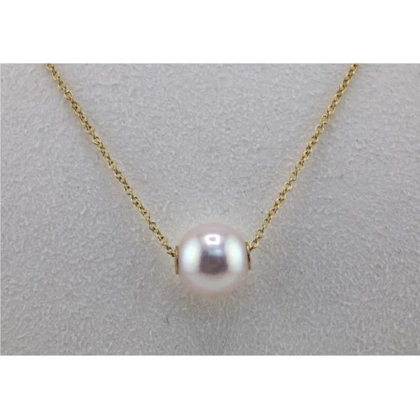 14K Yellow Gold High Luster Akoya Pearl Solitaire Necklace Image 2 Puckett's Fine Jewelry Benton, KY
