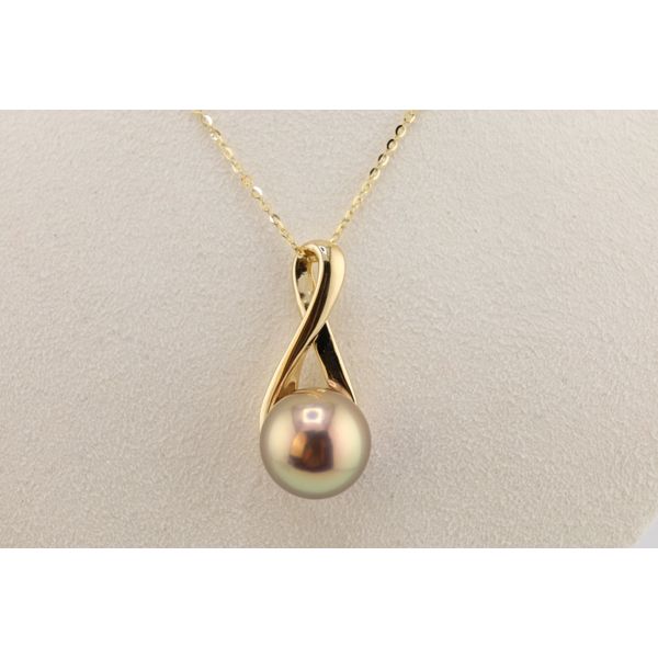 18K Yellow Gold Champagne Pearl Pendant – 11.68mm Ribbon Style Image 2 Puckett's Fine Jewelry Benton, KY