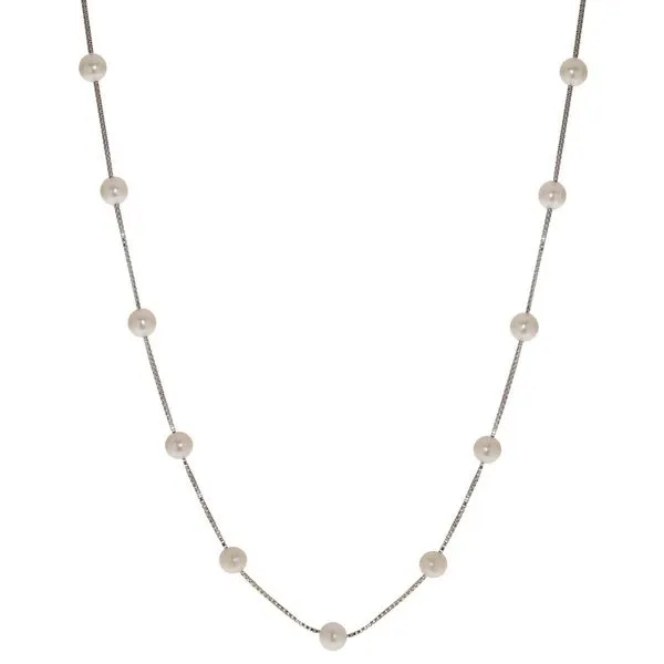 STERLING 17" NECKLACE 5.5-6MM WHITE FRESHWATER PEARL STATION NECKLACE Puckett's Fine Jewelry Benton, KY