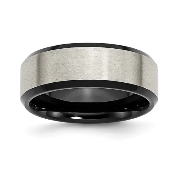 Titanium Band with Brushed Finish and Black Edges - Size 13 Puckett's Fine Jewelry Benton, KY