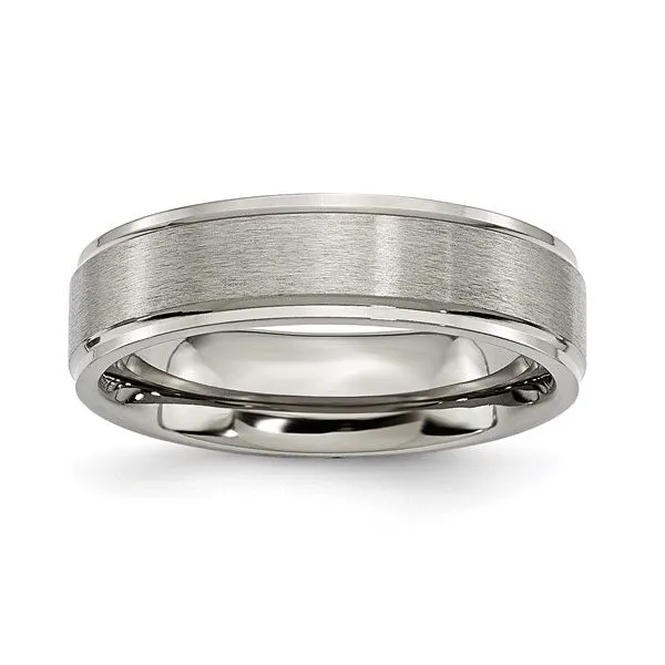 Chisel Titanium Brushed Center 6mm Ridged Edge Men's Band - Size 10 Puckett's Fine Jewelry Benton, KY