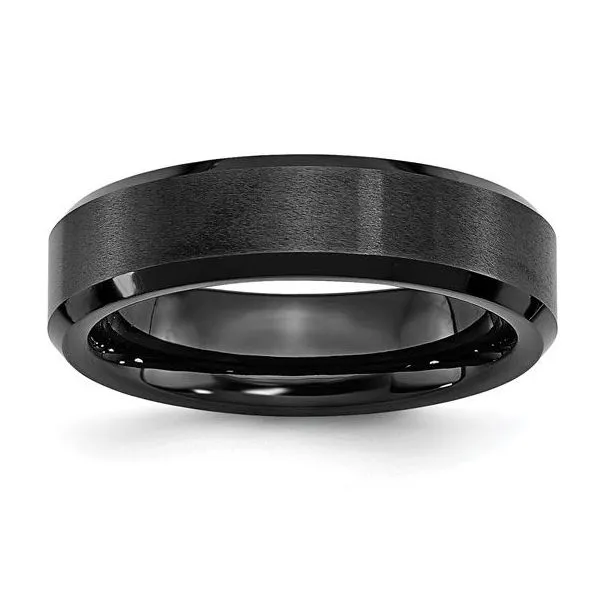 Chisel Black Ceramic Beveled Edge 6mm Brushed and Polished Men's Band - Size 9.5 Puckett's Fine Jewelry Benton, KY