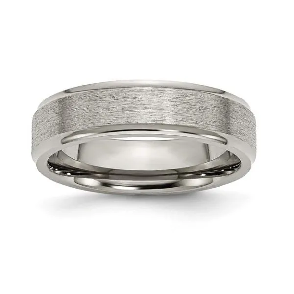 Mens Titanium Brushed Center Band, Ridged Edge, Size 10.5 Puckett's Fine Jewelry Benton, KY