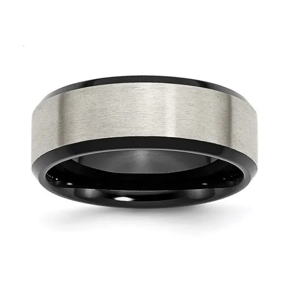 Titanium Brushed Center Black IP-Plated 8mm Beveled Edge Band - Size 11 Puckett's Fine Jewelry Benton, KY