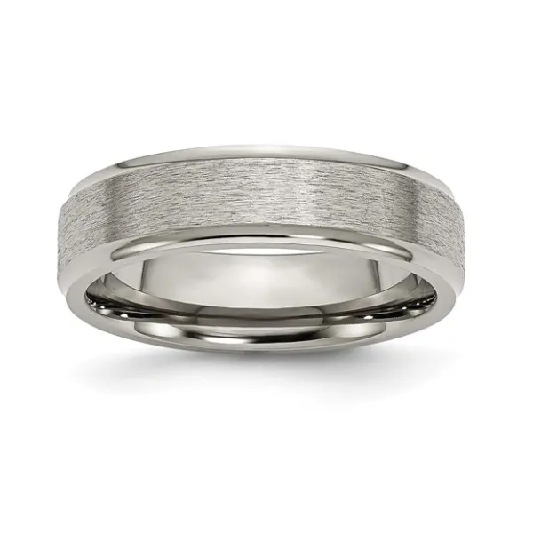 Mens Titanium Brushed Center Band, Ridged Edge, Size 9.5 Puckett's Fine Jewelry Benton, KY