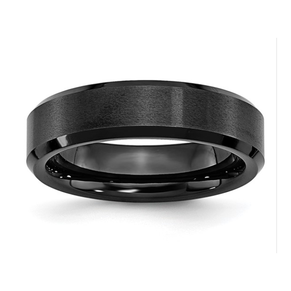 Mens Black Ceramic Beveled Edge 6mm Brushed and Polished Band - Size 10 Puckett's Fine Jewelry Benton, KY