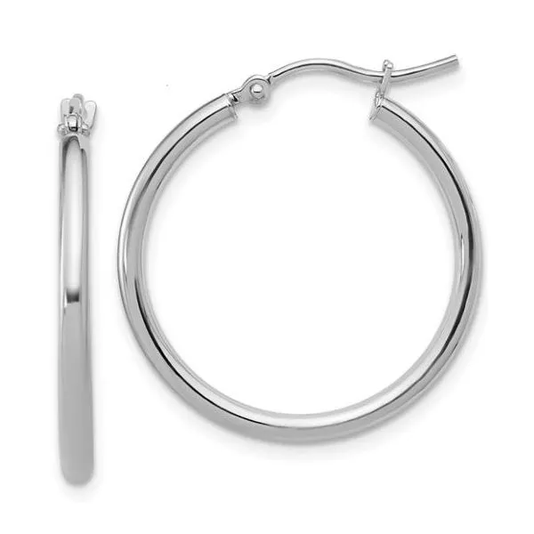 14K White Gold Polished Gold Hoop Earrings Puckett's Fine Jewelry Benton, KY