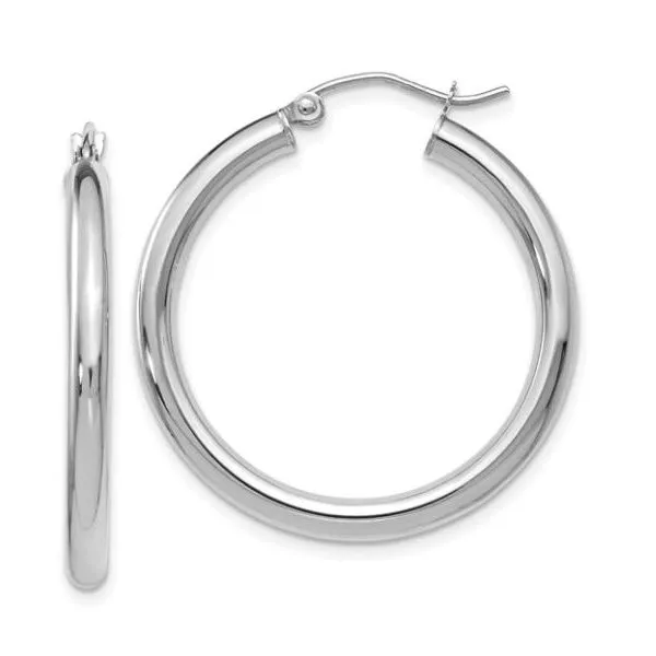 14K White Gold Polished Hoop Earrings Puckett's Fine Jewelry Benton, KY