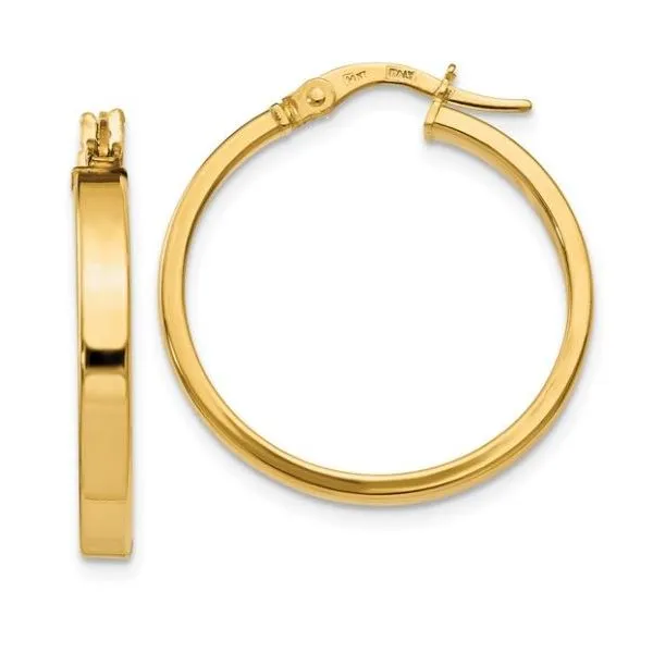 14K Yellow Gold Polished Square Hoop Earrings Puckett's Fine Jewelry Benton, KY