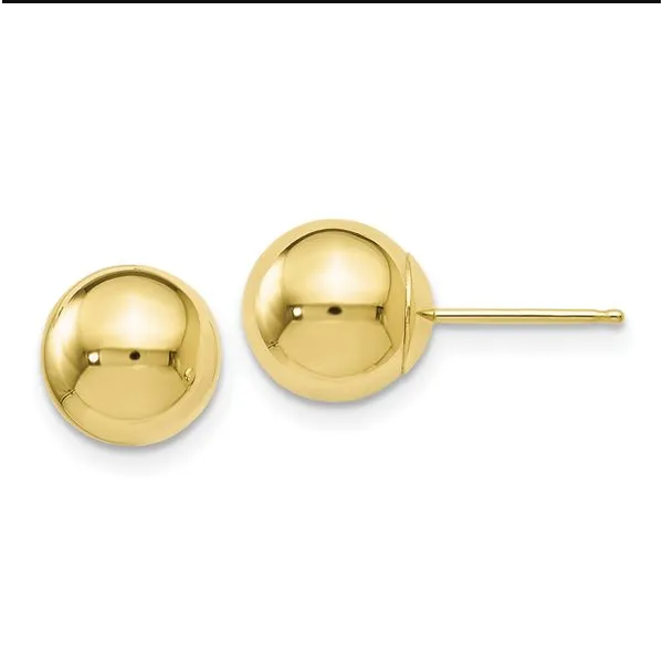 10K Yellow Gold 8mm Ball Stud Earrings Puckett's Fine Jewelry Benton, KY