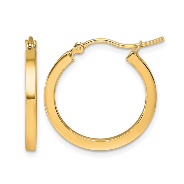 10K Yellow Gold 2mm Square Tube Hoop Earrings Puckett's Fine Jewelry Benton, KY