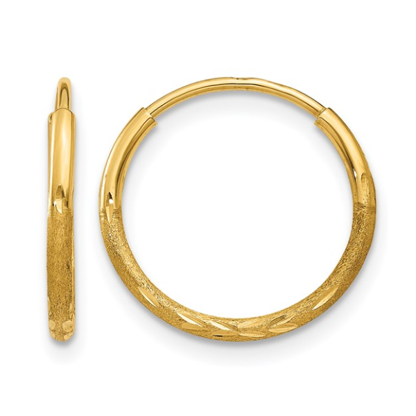 Leslie's 14K Yellow Gold 1.20mm Diamond Cut Endless Hoop Earrings Puckett's Fine Jewelry Benton, KY