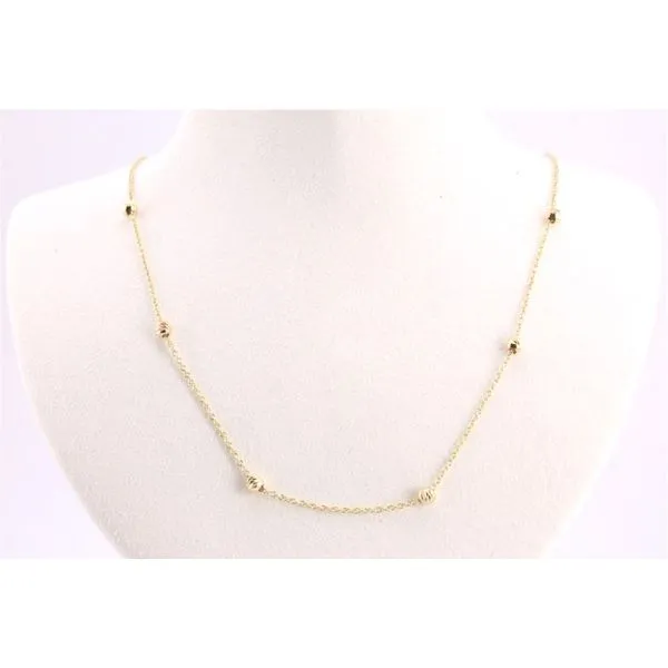 14K Yellow Gold Polished Diamond-Cut Beaded Chain Necklace Puckett's Fine Jewelry Benton, KY