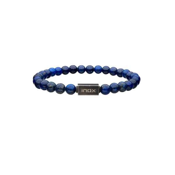 Men's Lapis Lazuli Gemstone Stretch Bead Bracelet 8