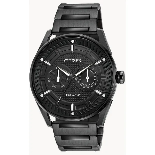 Men s Citizen Eco Drive Black Bracelet Black Dial Day Date W Puckett s Fine Jewelry Benton KY
