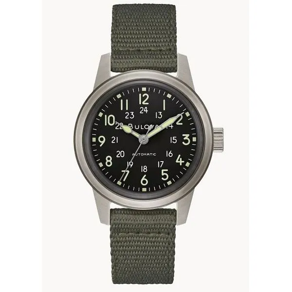 Bulova Men's Hack Automatic Army Green Nylon Band Watch Puckett's Fine Jewelry Benton, KY