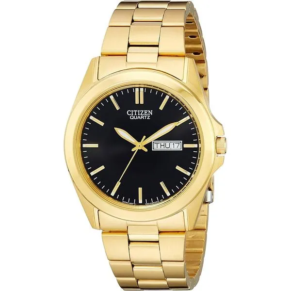 Citizens Men's Quartz Watch Yellow Stainless Bracelet Day/Date Black Face WR30 Puckett's Fine Jewelry Benton, KY