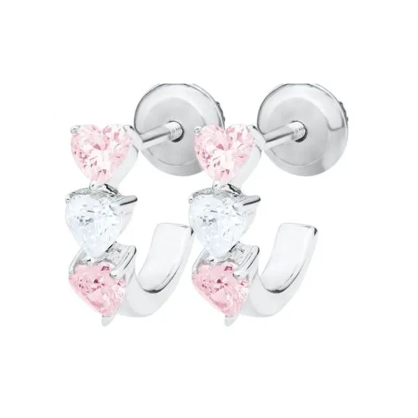 Children's Sterling Silver and Pink CZ Half Hoop Earring Puckett's Fine Jewelry Benton, KY