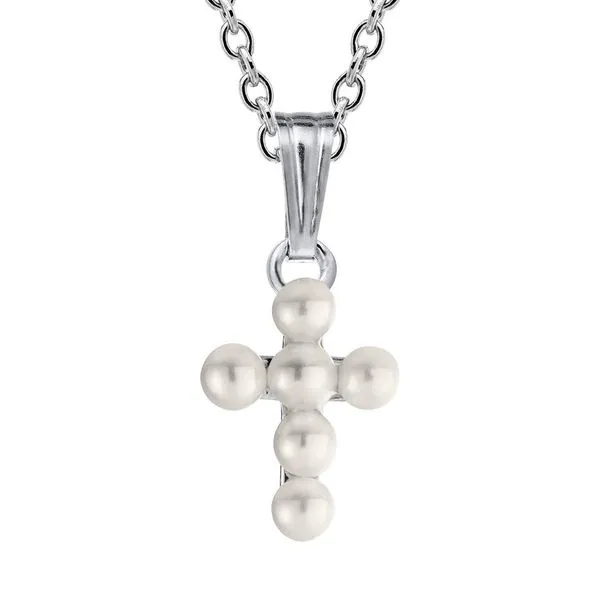 Marathon Sterling Silver Pearl Cross Pendant on 15" Chain Puckett's Fine Jewelry Benton, KY