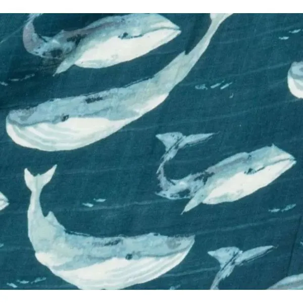 MilkBarn Bamboo Newborn Gown and Hat Set Blue Whale 0-3 M Puckett's Fine Jewelry Benton, KY