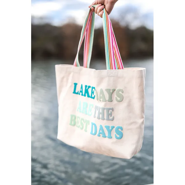 Jadelyn Brooke Canvas Tote - Lake Days Are the Best Days - Natural Puckett's Fine Jewelry Benton, KY