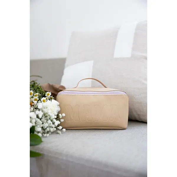 Jadelyn Brooke Cosmetic Bag - Embossed Hold All Makeup Bag - Latte - Mama Puckett's Fine Jewelry Benton, KY