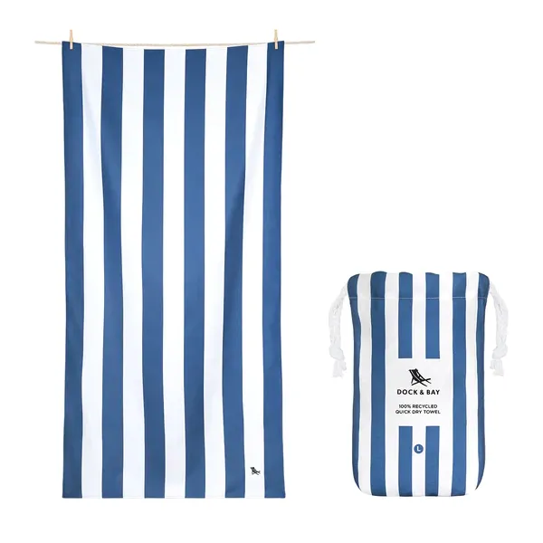 DOCK AND BAY QUICK DRY TOWEL--STRIPED WHITSUNDAY BLUE--LARGE Puckett's Fine Jewelry Benton, KY