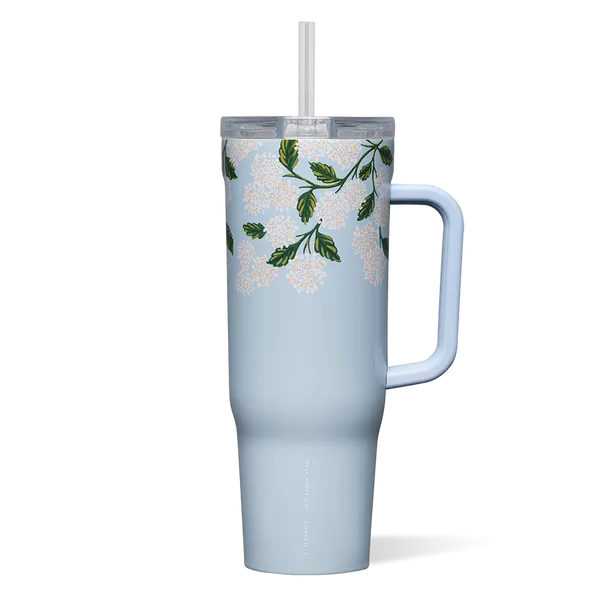 CORKCICLE CRUISER CUP - 40 OZ RIFLE PAPER - GLOSS BLUE HYDRANGEA Puckett's Fine Jewelry Benton, KY